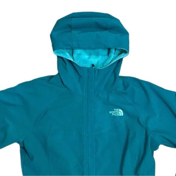 The North Face Maddie Raschel Softshell Jacket Teal Fuzzy Interior Blue Medium - Picture 2 of 9